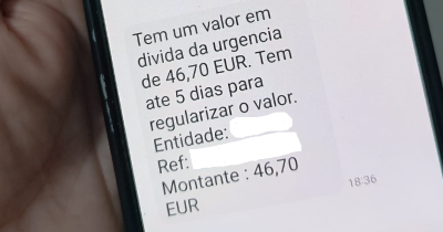 Imagem de uma mensagem fraudulenta enviada em nome do Ministério da Saúde a um utente madeirense.