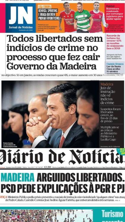 Madeira na capa de JN, Público e DN