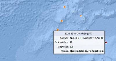 Sismo registado ao largo da Madeira