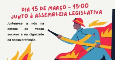 Bombeiros concentram-se na Assembleia Legislativa no dia 15 de março