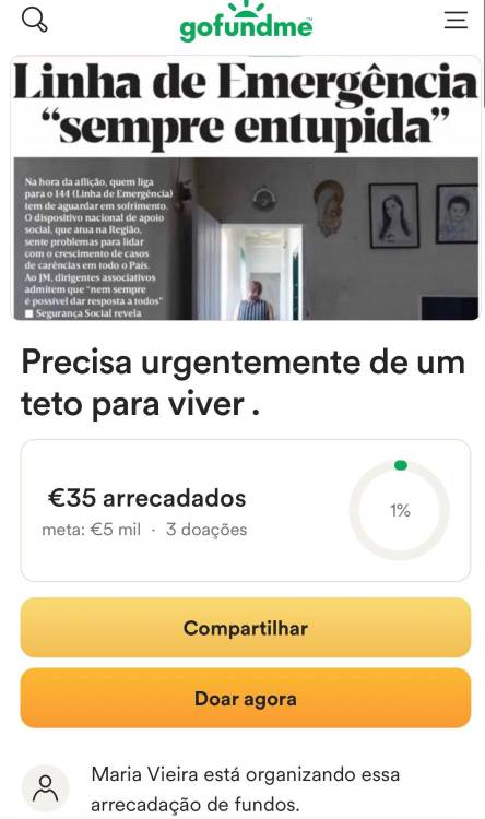 Filha abre angariação de fundos para ajudar mãe que perdeu a casa