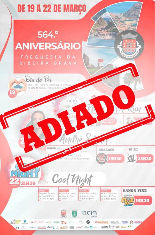 Corrida e atuações da Semana da Freguesia da Ribeira Brava adiadas devido ao mau tempo