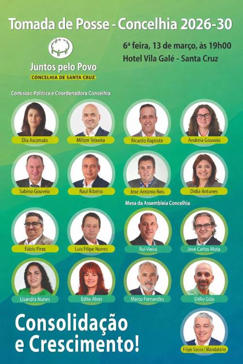 Concelhia do JPP Santa Cruz toma posse esta tarde