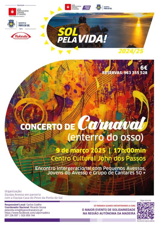 Ponta do Sol acolhe concerto de Carnaval que irá apoiar a Liga Portuguesa Contra o Cancro