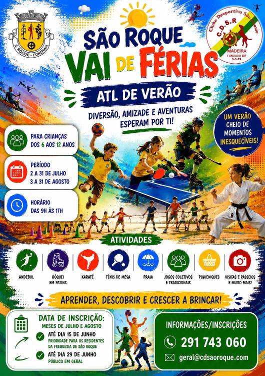 Junta de Freguesia e Clube desportivo de São Roque organizam ATL de verão