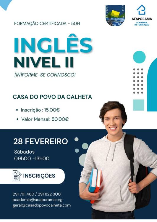 Abertas as inscrições para o curso de Inglês II na Casa do Povo da Calheta