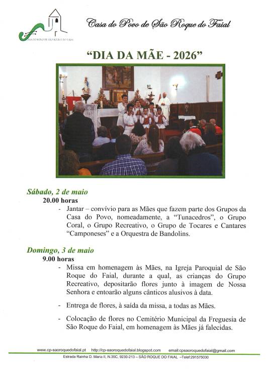 São Roque do Faial celebra o Dia da Mãe com flores, música e memória