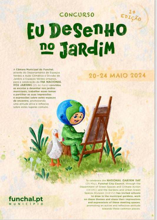 Trabalhos do 1º concurso “Eu Desenho no Jardim” expostos no átrio da CMF