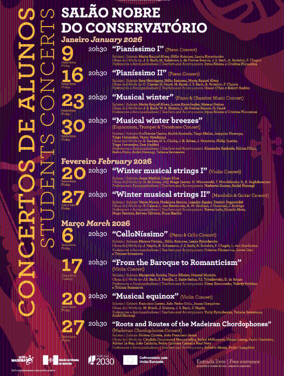 Conservatório abre 2026 com concertos gratuitos