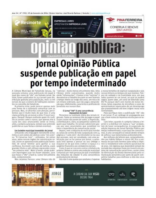 Jornal de Famalicão suspende publicação por “concorrência” do boletim municipal