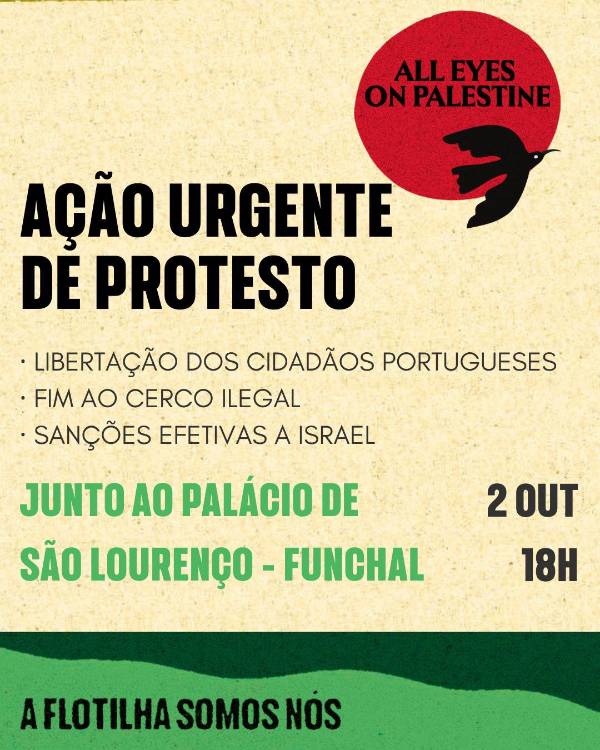 Flotilha: Ação de protesto esta tarde no Funchal pede libertação dos portugueses