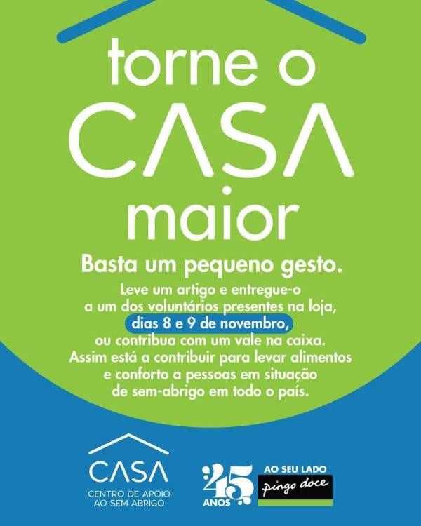 CASA promove recolha de bens alimentares a 8 e 9 de novembro