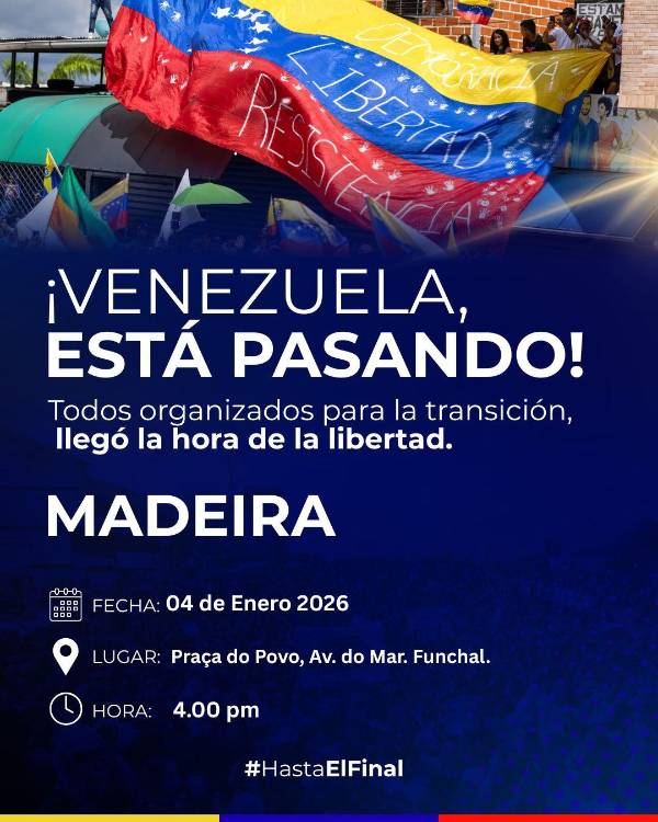 Comunidade venezuelana convoca manifestação no Funchal após captura de Nicolás Maduro