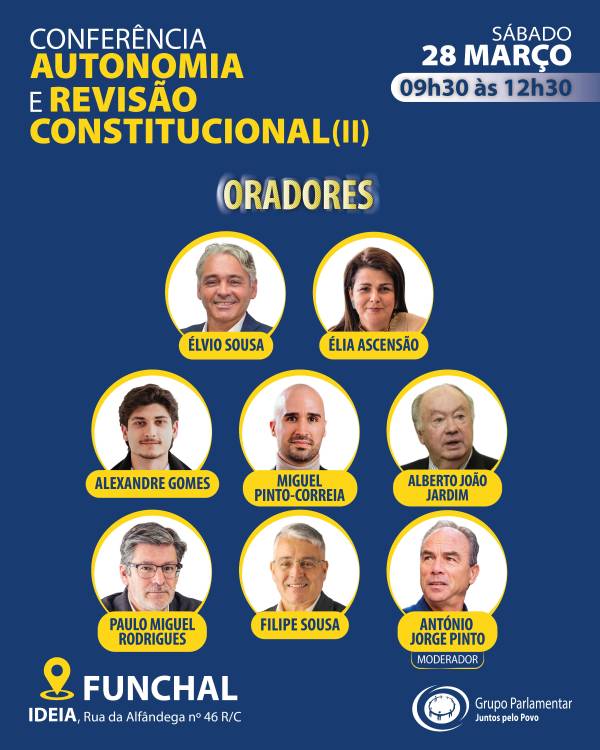 Conferência do JPP sobre autonomia junta Alberto João Jardim e vários oradores no Funchal