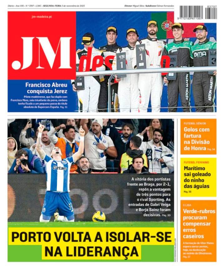 Segunda-feira, 3 de novembro de 2025