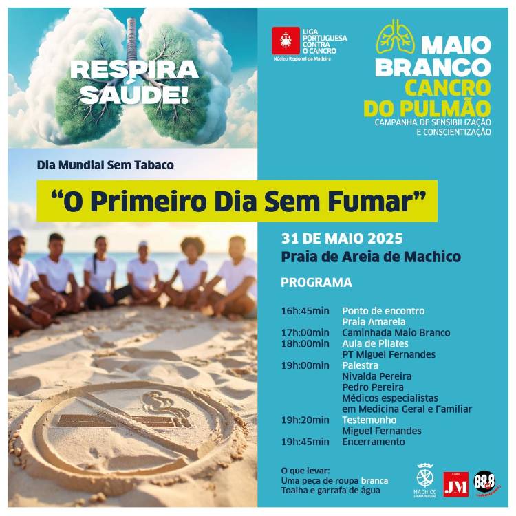 Liga Contra o Cancro assinala ‘Dia Mundial Sem Tabaco’ com Festa Branca em Machico