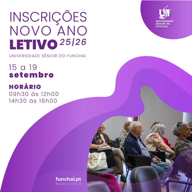 Inscrições para a Universidade Sénior do Funchal abrem a 15 de setembro de 25