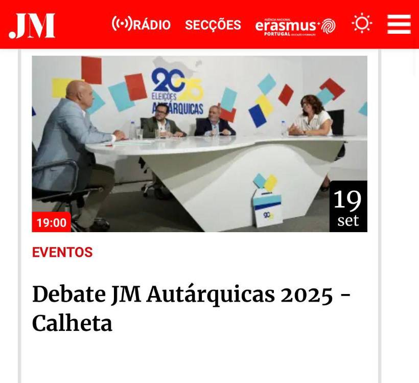 Debates autárquicos do JM disponíveis online no segmento multimédia. Reveja aqui