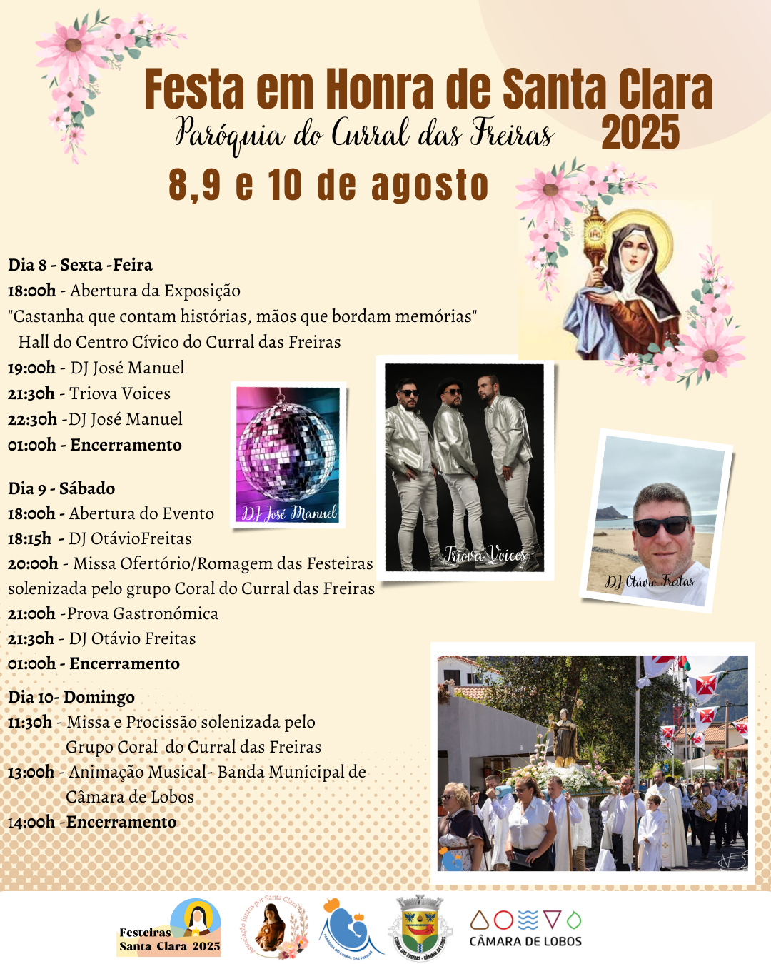 Festa em Honra de Santa Clara nos dias 8, 9 e 10 de agosto no Curral das Freiras