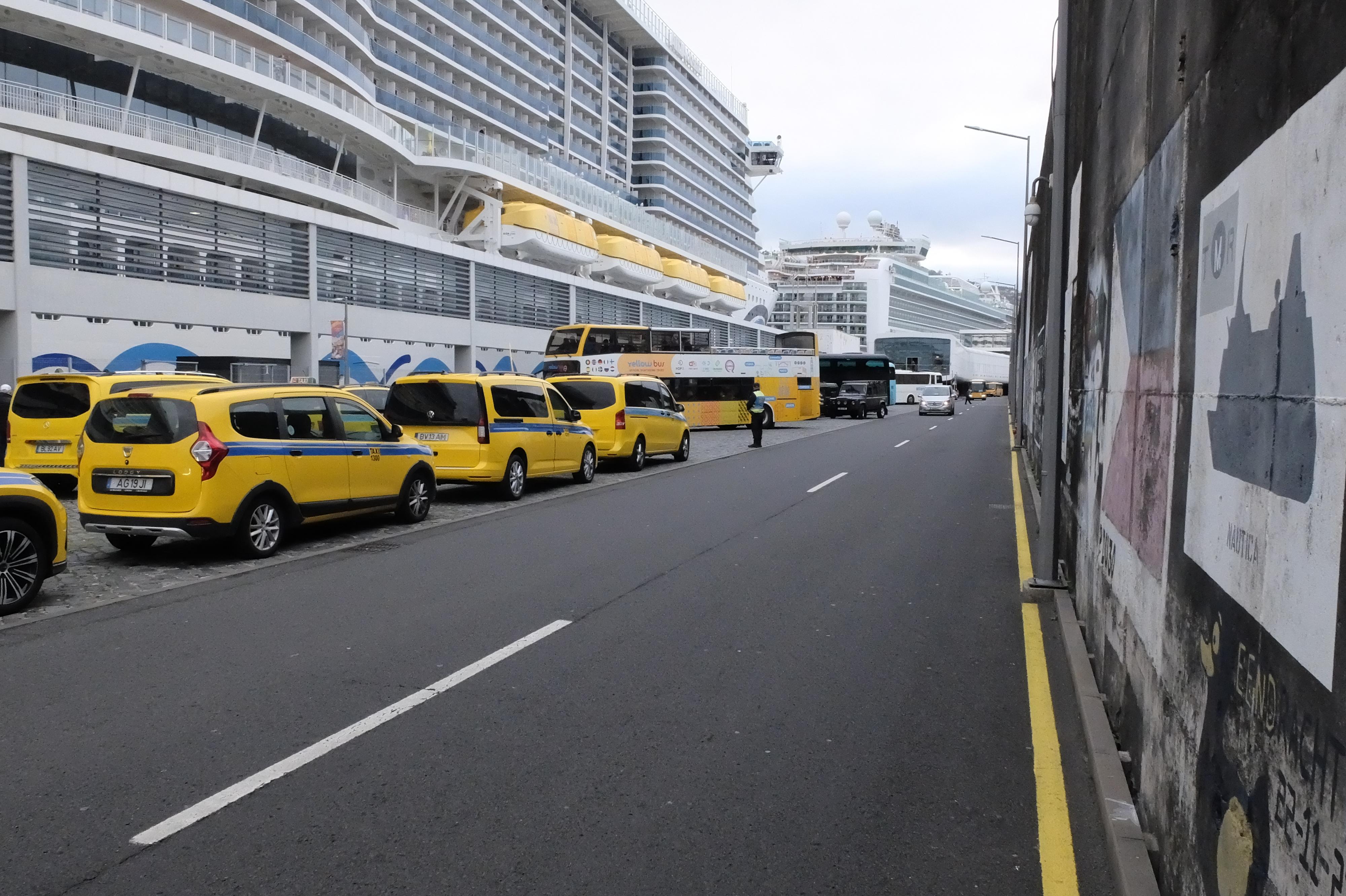 Taxistas e outros operadores turísticos esta segunda-feira no Porto do Funchal
