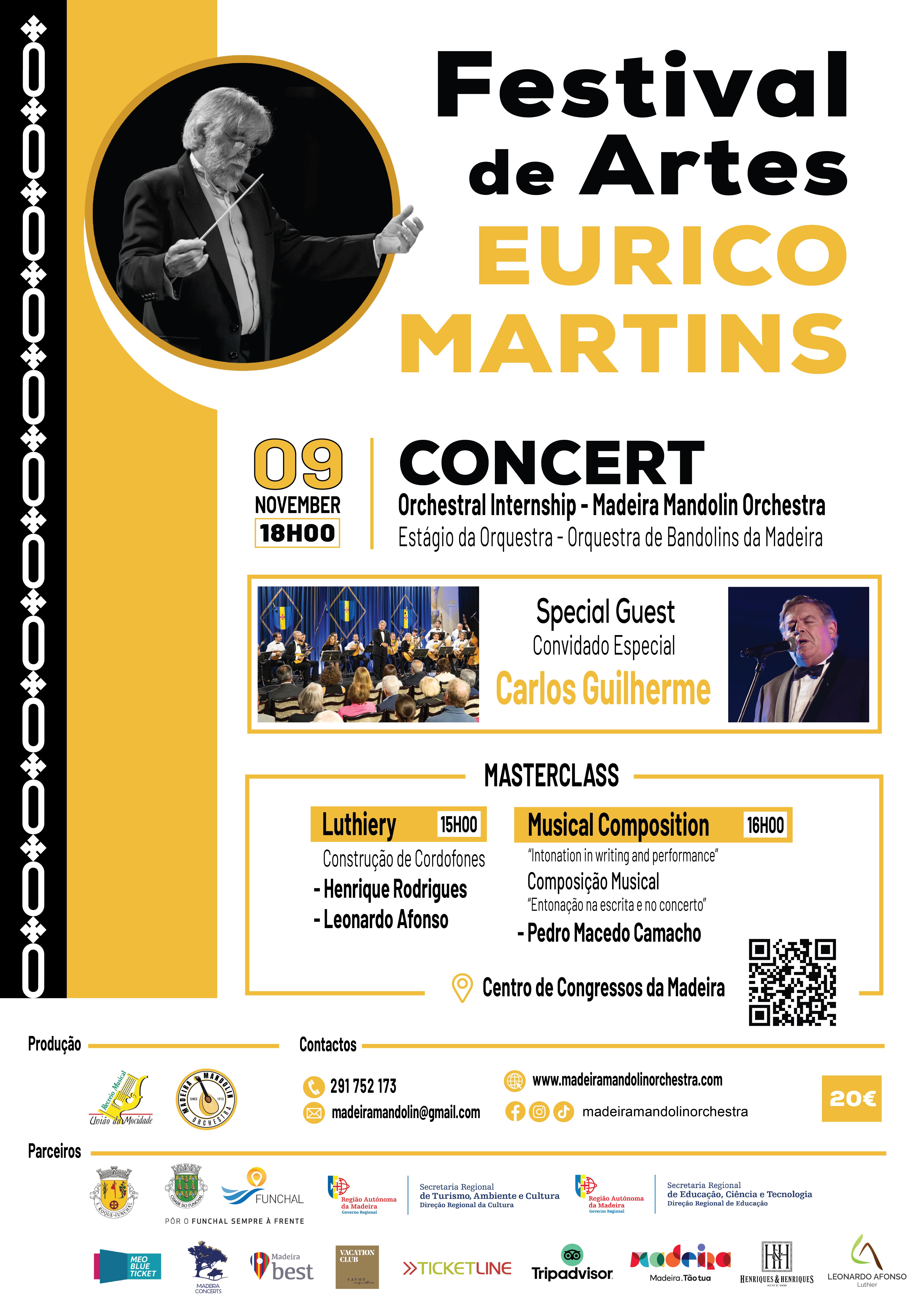 Festival de Artes Eurico Martins dia 9 de novembro no Centro de Congressos