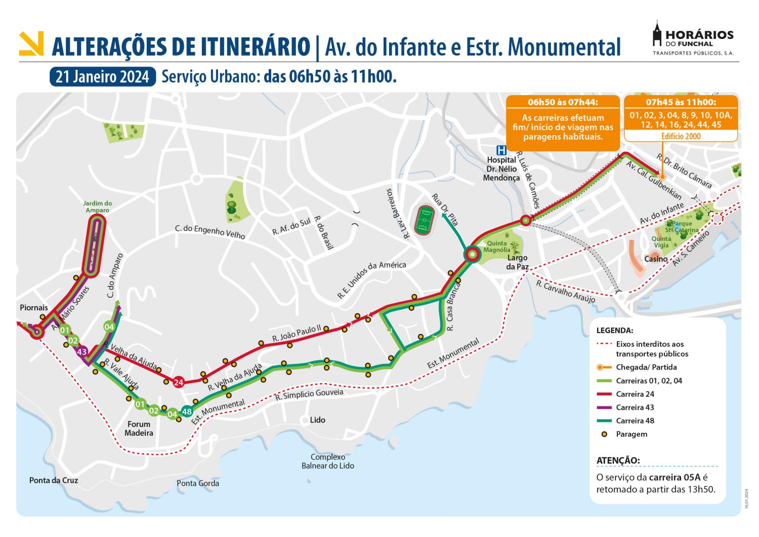 Maratona, Meia Maratona e Mini Maratona do Funchal gera alterações nas carreiras da Horários do Funchal