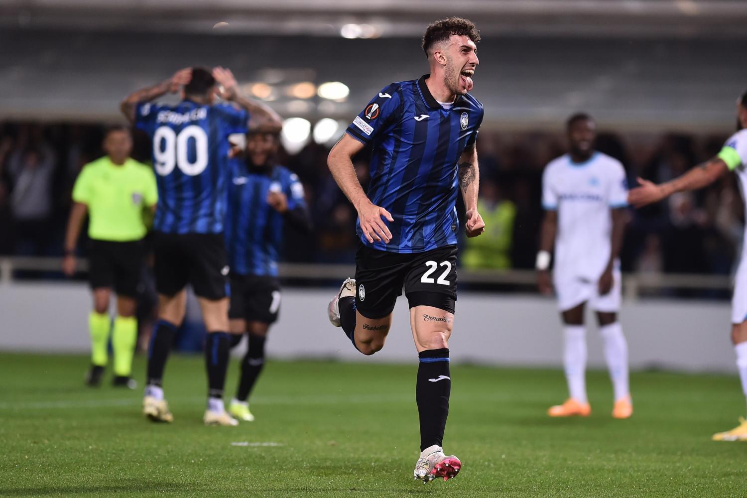 epa11330055 Atalanta's Matteo Ruggeri celebrates after scoring the 2-0 goal during the UEFA Europa League semi final second leg soccer match between Atalanta BC and Olympique Marseille in Bergamo, Italy, 09 May 2024. EPA/MICHELE MARAVIGLIA