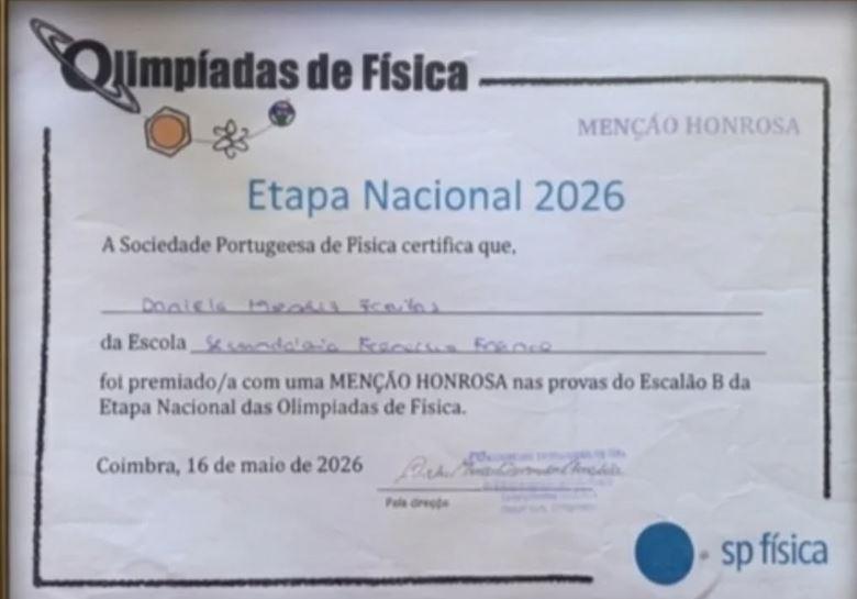 Aluna da FF com menção honrosa nas Olimpíadas de Física 2026