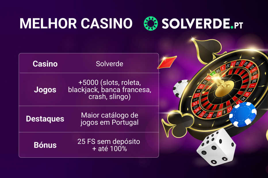Interface promocional do Casino Solverde mostrando banners de bonus e rodapé de termos