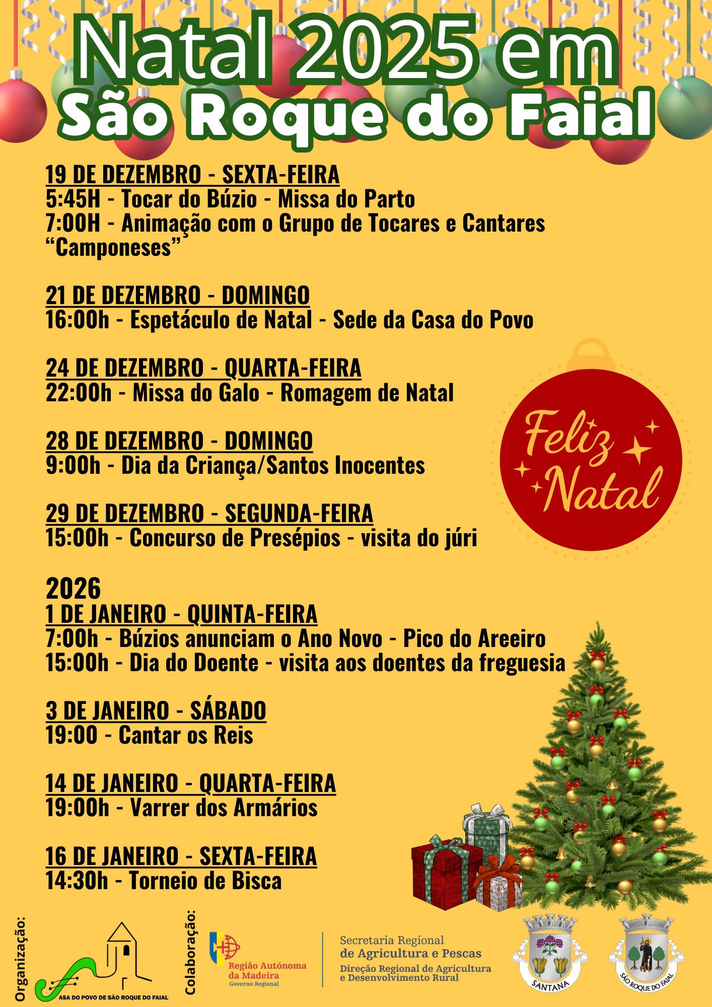 Casa do Povo de São Roque do Faial divulga programa de Natal