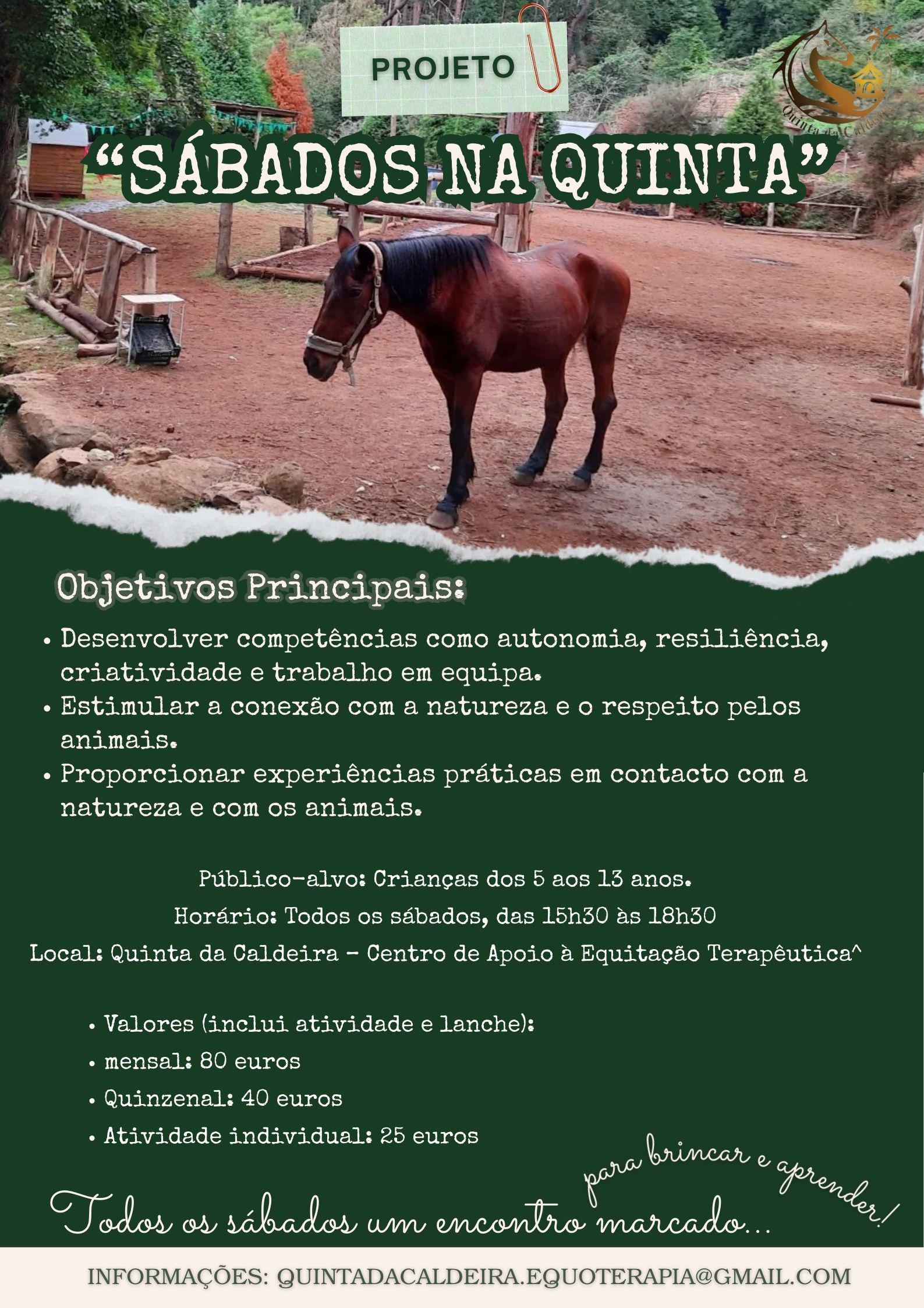 Abertas inscrições para o projeto ‘Sábados na Quinta’