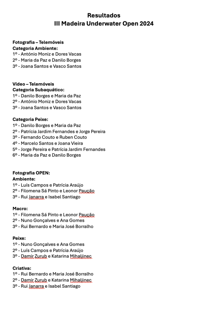 Já são conhecidos os vencedores do III Madeira Underwater Photo &amp; Video