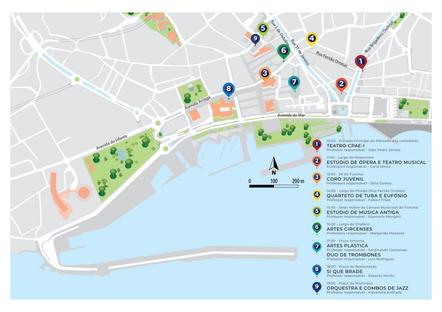 Mapa dos espetáculos.